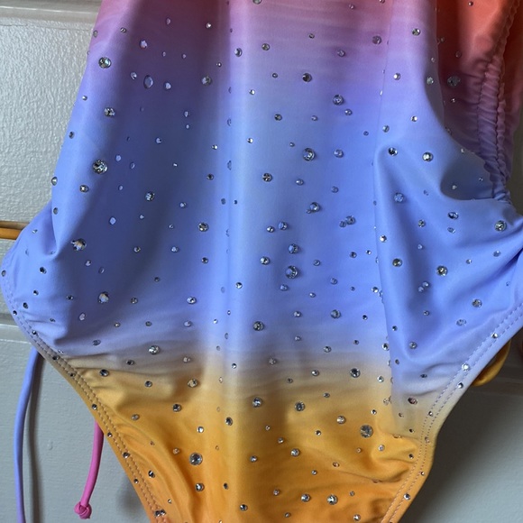 Custom Bedazzled One Piece Swimsuit Size 8 - Picture 7 of 12